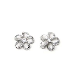 Moana Collection Sterling Silver Earring Stud: Solid Plumeria